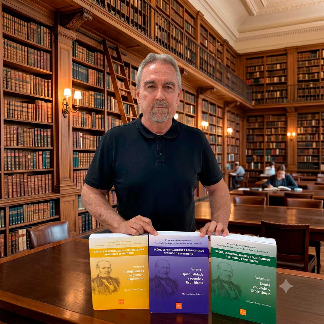 Dr. Marcus Zulian apresenta a capa dos três volumes impressos da coleção Saúde, Espiritualidade e Religiosidade segundo o Espiritismo
